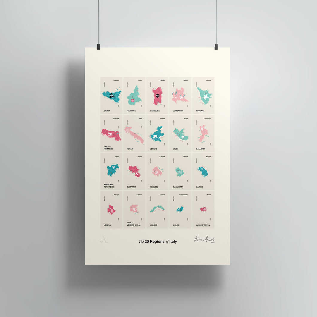 Regions of Italy / Poster Art Print